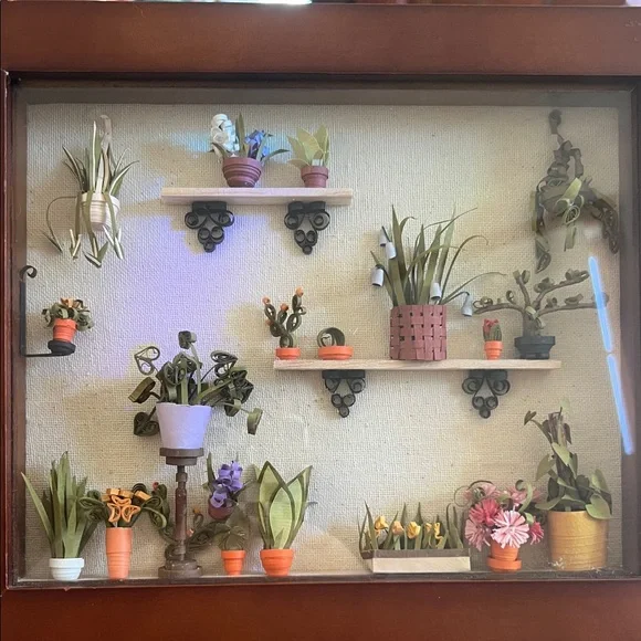 Houseplant Quill Paper Art in Shadow Box Frame - Picture 2 of 9